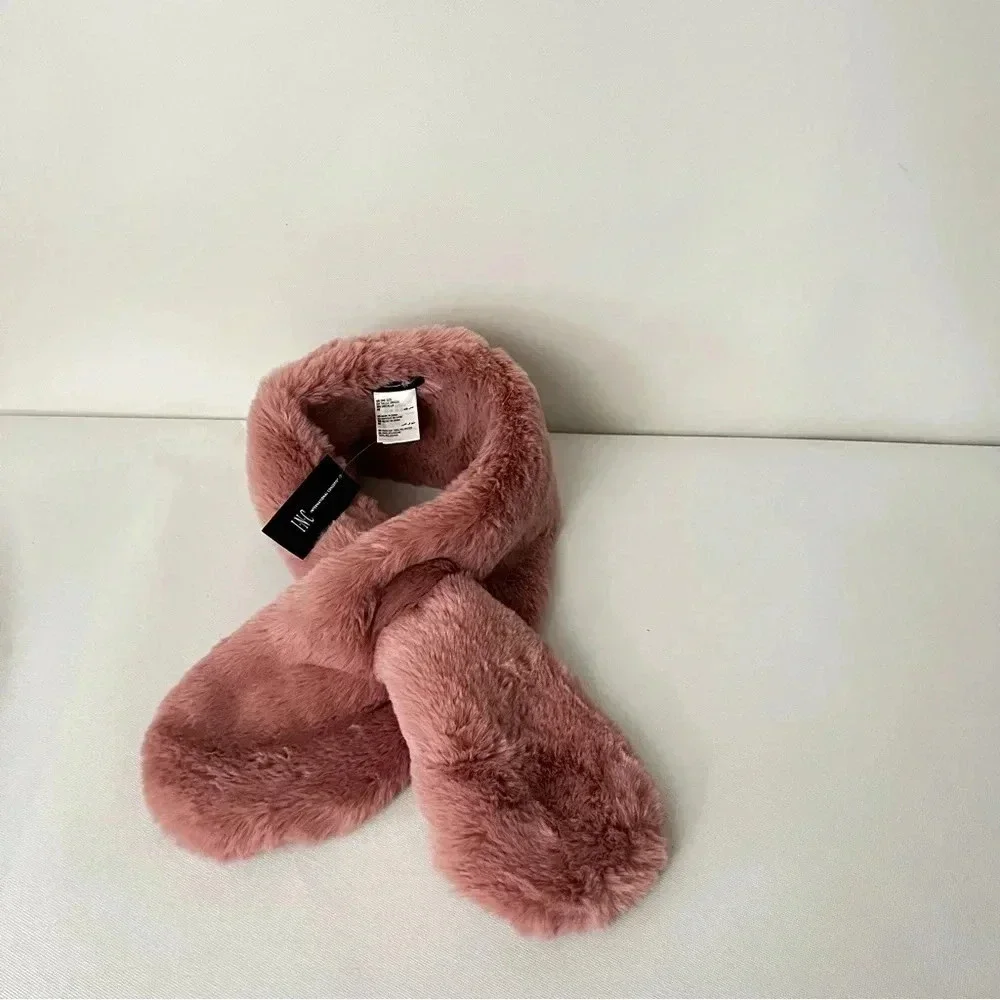 I.N.C. Pull-Through Faux -Fur Scarf Blush Pink Soft Cozy